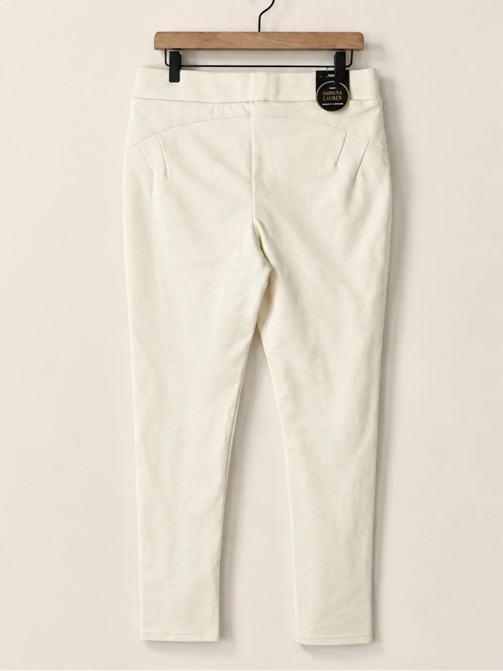 Sabrina Lauren Ultra Soft Stretch Skinny Pants Ivory‎ Size L Pull-On Slim Leg